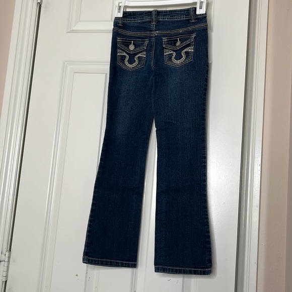 Boom Boom Girls jeans size 8 cute rear button pockets western country denim - Picture 3 of 10